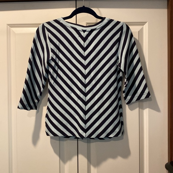 NWT Maeve Front Zip Scoop Neck Blue Striped Top. Size Small. - Picture 8 of 9